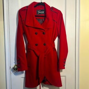 Guess Red double breasted pea coat